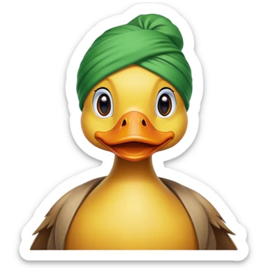 Duck face wearing green turban sticker