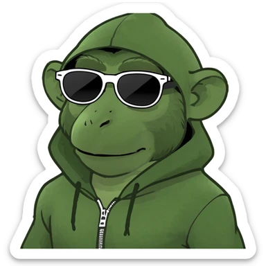 Monkey wearing a hoodie and sunglasses sticker