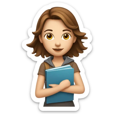 brown hair girl with a notebook on her hand. marketing woman sticker