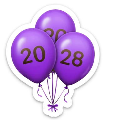 baloons with 2026 year to put on the menu in dark brown and violet sticker