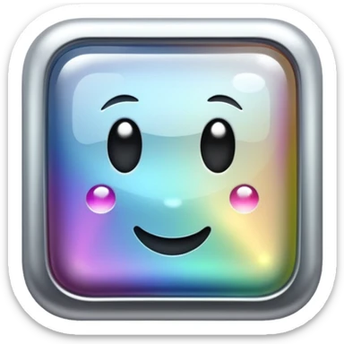 Sparkly glossy silver monochrome iridescent glass square sticker