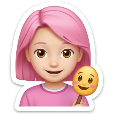Criança sorrindo com roupas rosa  sticker