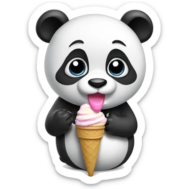 Panda eating ice cream sticker
