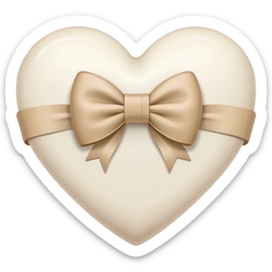 white heart with beige bow sticker