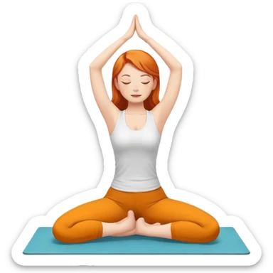 Ginger girl doing yoga in a namastay position sticker