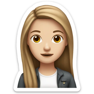 White girl with brown long straith hair  sticker