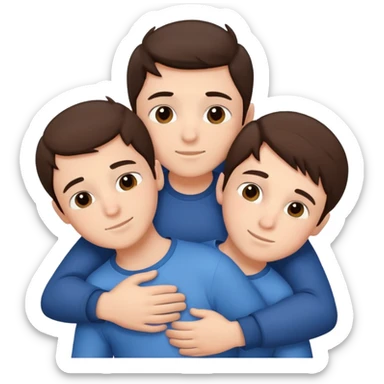 Three young brunette brothers hugging each other sticker