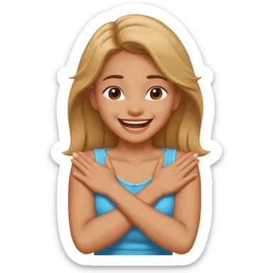 Arms crossed holding neck laughing girl sticker