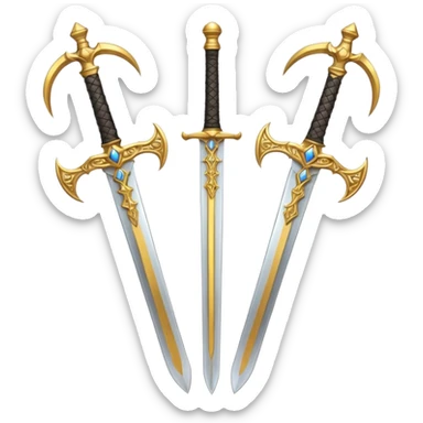 Two Golden royal swords with gold blades and gold handel sticker