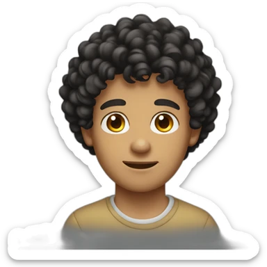 young man informal cloth tanned black curly hair sticker