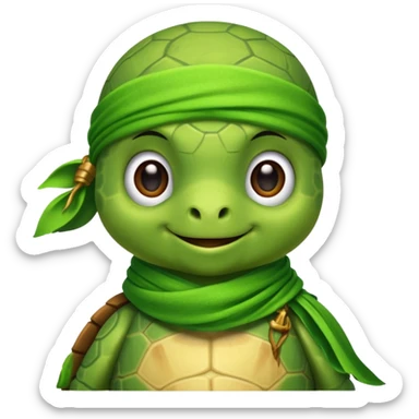 cute sea turtle wearing a lime pirate scarf sticker