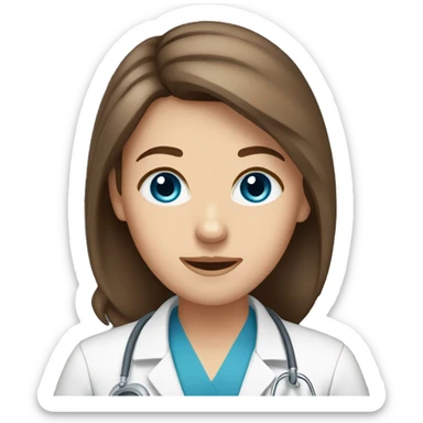 brown hair blue eyes woman veterinarian sticker