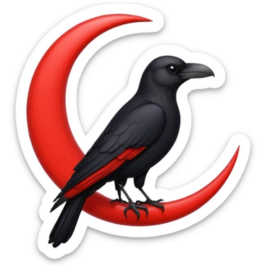 red heart with a black raven and moon, dark romance sticker