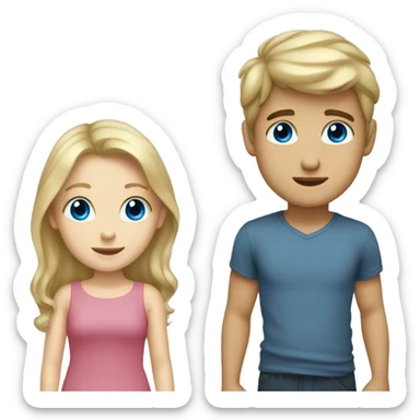 blue eyed blonde boy with a brunnete girl sticker