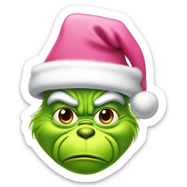 Grinch with a pink santa hat sticker