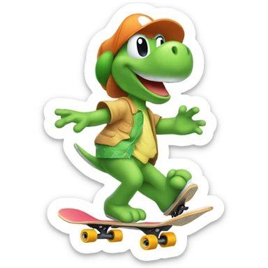 yoshi new year skate boarding sticker