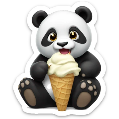 Panda eating ice cream sticker