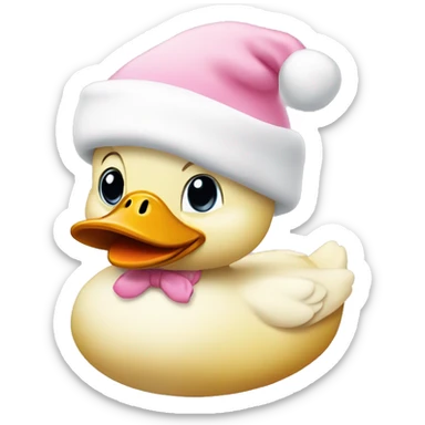 duck with a baby pink santa hat  sticker