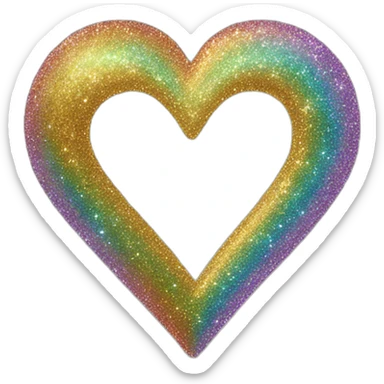 sparkly glittery shiny heart rainbow sticker