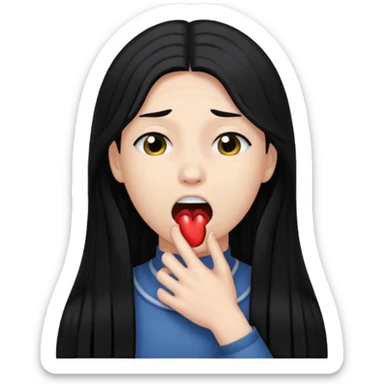 person choking themselves with black long hair  sticker