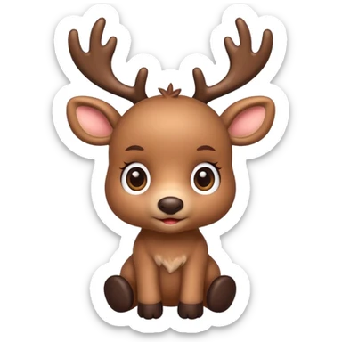 reindeer baby  cute, full body , toys stuck in head sticker