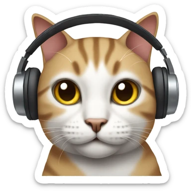 Cat wearing headphone  sticker