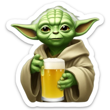 Yoda drink beer happy sticker