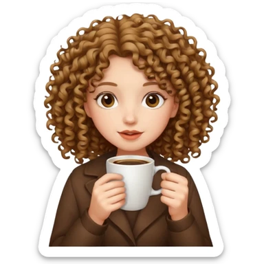 Curly girl whit coffe coquet sticker