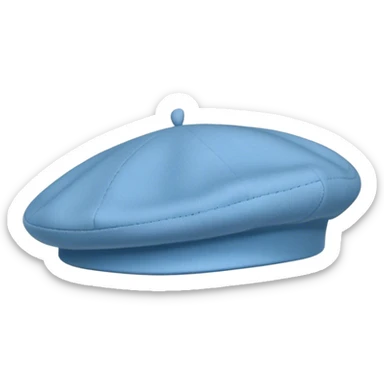A standalone beret, classic wool design light blue color, floating on a plain background — no head, no face, just the beretblue beret without human head sticker