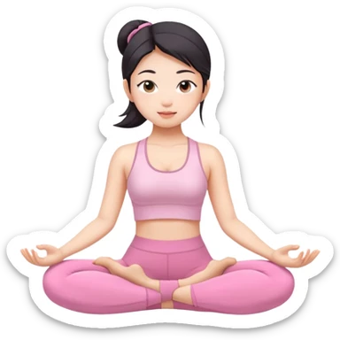 asian yoga girl light pink clothes  sticker