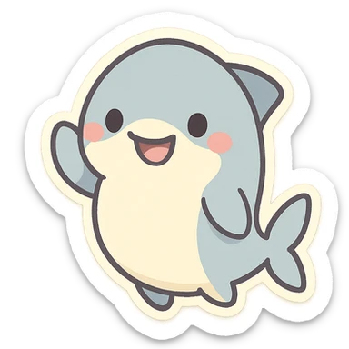 baby shark, chubby, waving fin, minimal details sticker