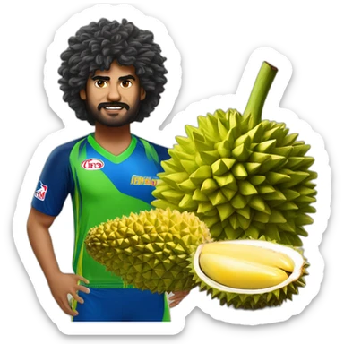 Lasith Malinga with durian sticker