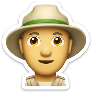 gardener pith helmet beige jacket sticker