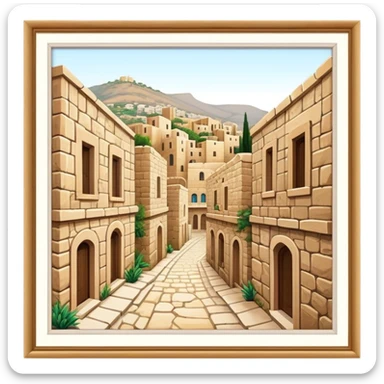 Byblos Old City Landmark Emoji – Portraying the historic stone houses, narrow streets, and Phoenician ruins. sticker