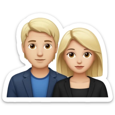 couple male blonde hair female dark brown hair sticker
