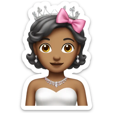 girl with pink bow and tiara sticker