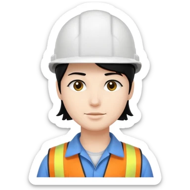 Ingeniera industrial casco blanco y cabello negro sticker