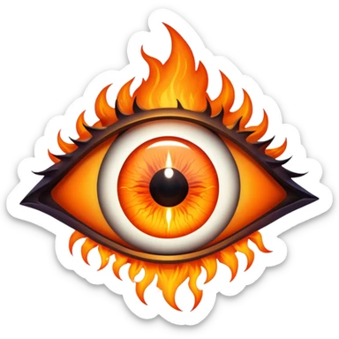 Eye of Sauron, glowing orange iris, surrounded by flames. sticker