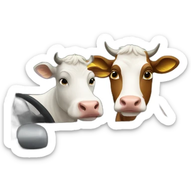 Two cows chilling in a car sticker