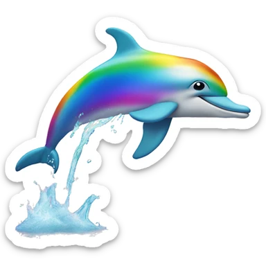 Rainbow dolphin jumping over water sticker