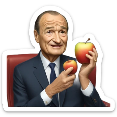 Jacques Chirac qui mange une pomme sticker