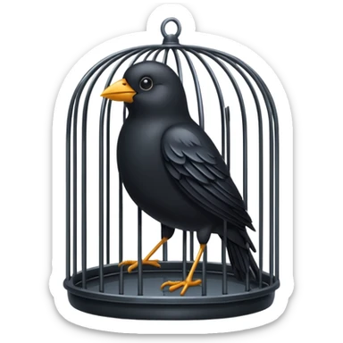 black bird in cage sticker