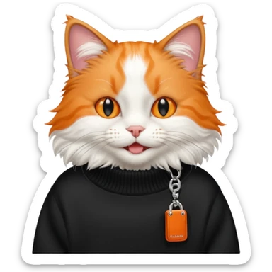happy cat in a black balenciaga sweater sticker