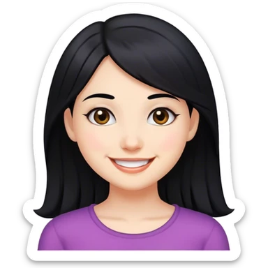 smiling girl with black hair sticker