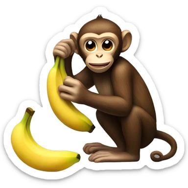 monkey peeling a banana sticker