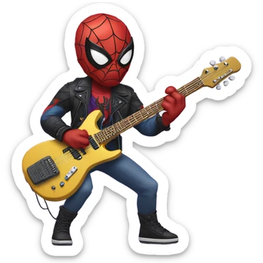 Spider-man playing electro guitar, Iroquois, punk sticker