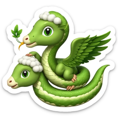 Snake with wings flying holding a little lamb sticker