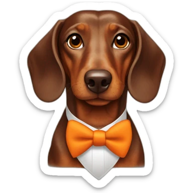 Brown dachshund with orange tie sticker