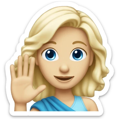 blue eyed blonde lady waving sticker