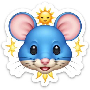 A mouse face with blue sun rays like a sun ☀️  sticker